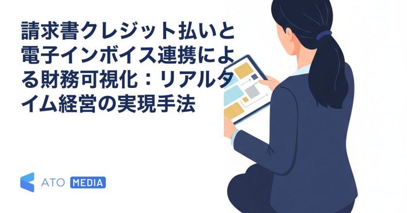 請求書クレジット払いと電子インボイス連携による財務可視化：リアルタイム経営の実現手法を解説する記事のアイキャッチ